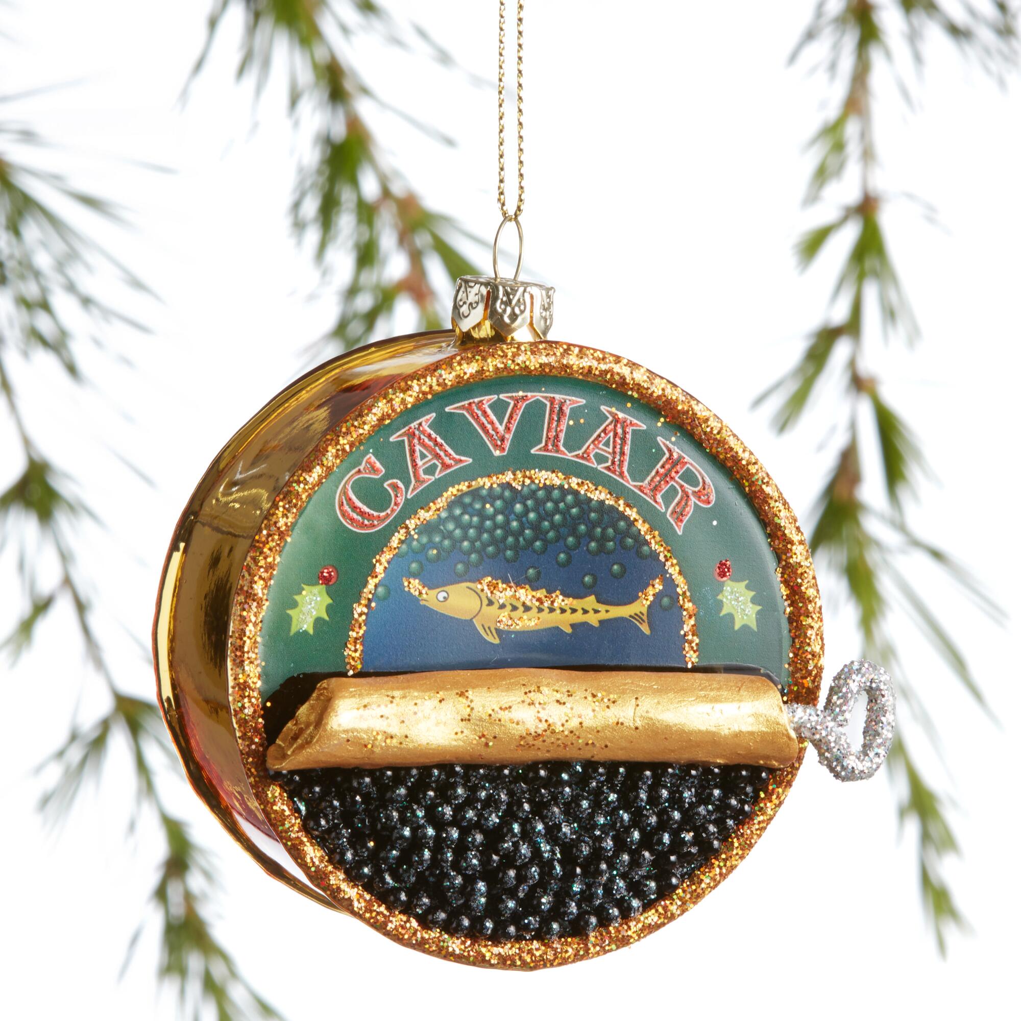 Glass Caviar Tin Ornament: Multi by World Market