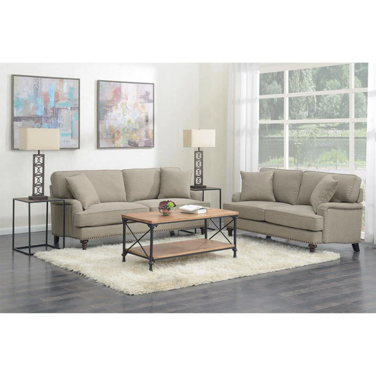 Picket House Furnishings Cassandra Modern Polyester/Polyester Blend Smoke Living Room Set in Off-White | UBB0912PC