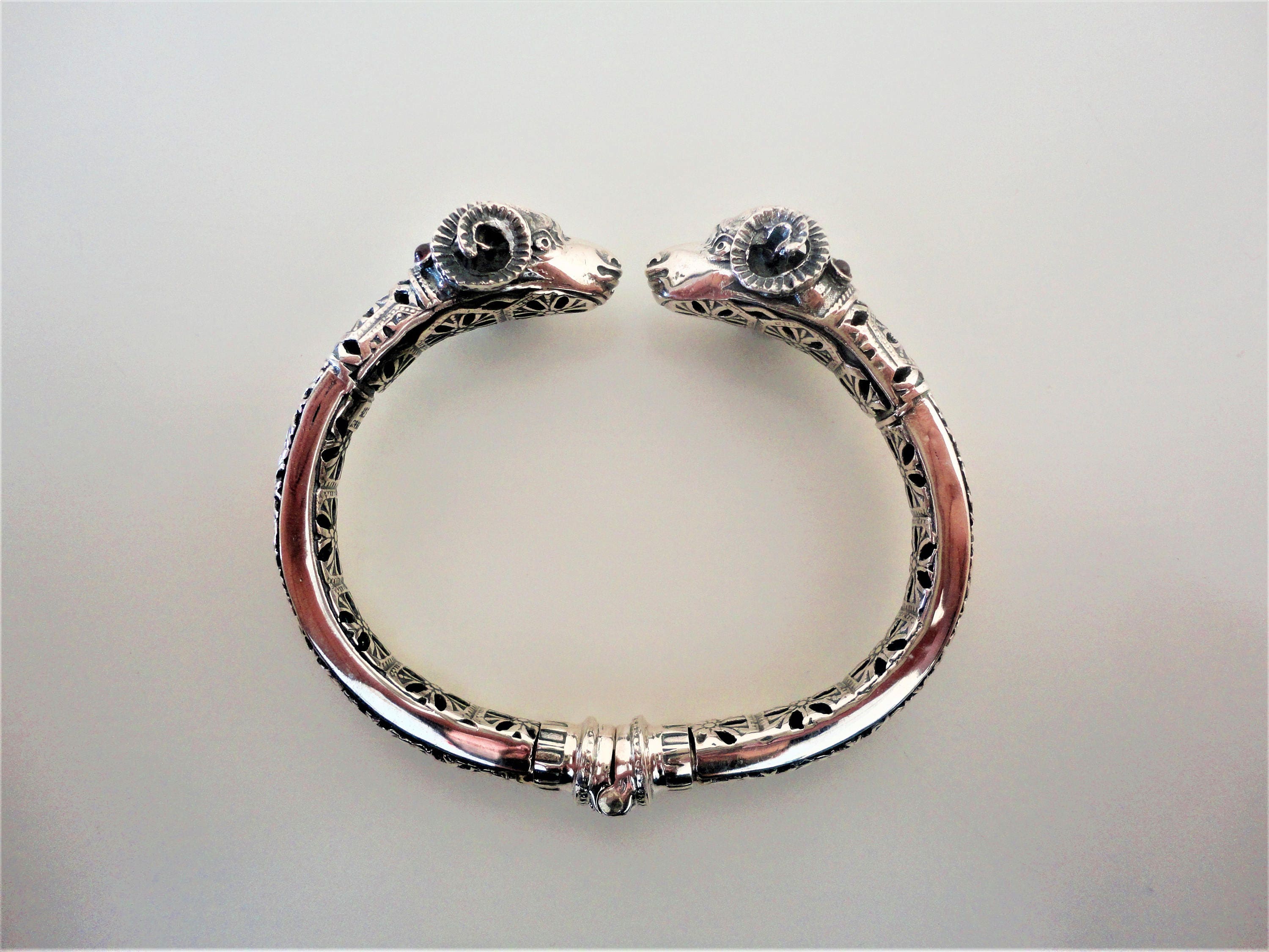 Ram Head 925 Sterling Silver Personalized Statement Bangle Bracelet. Ancient Greek Animal Jewel. Delicate Handmade Fine Jewellery. Greece