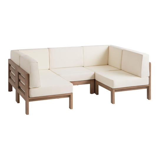 Eucalyptus Segovia 5 Piece U Modular Outdoor Patio Sectional Sofa by World Market