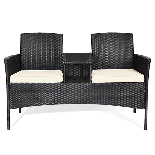 Goplus Costway Casual Black Polyester/Blend Loveseat | GYM02043