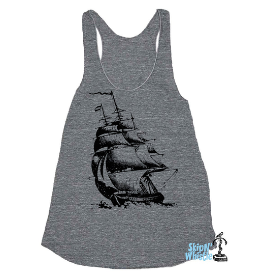 Womens Pirate Ship Tank Top Tri-Blend Tank 12 Color Options Xs-Xxl