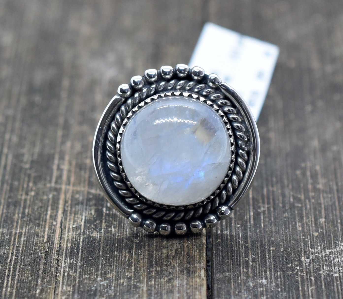 Rainbow Moonstone Ring 7.5 Us Silver Ring, Handmade Dainty , Cabochon Woman Mothers Day Gift, Hp01 41-50 Jewelry