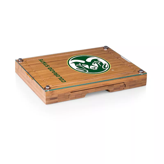 Picnic Time Colorado State Rams Concerto Glass-Top Cheese Cutting Board & Tools Set, Brown