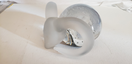 Art Glass Ram Paperweight Clear & Frosted Excellent Condition