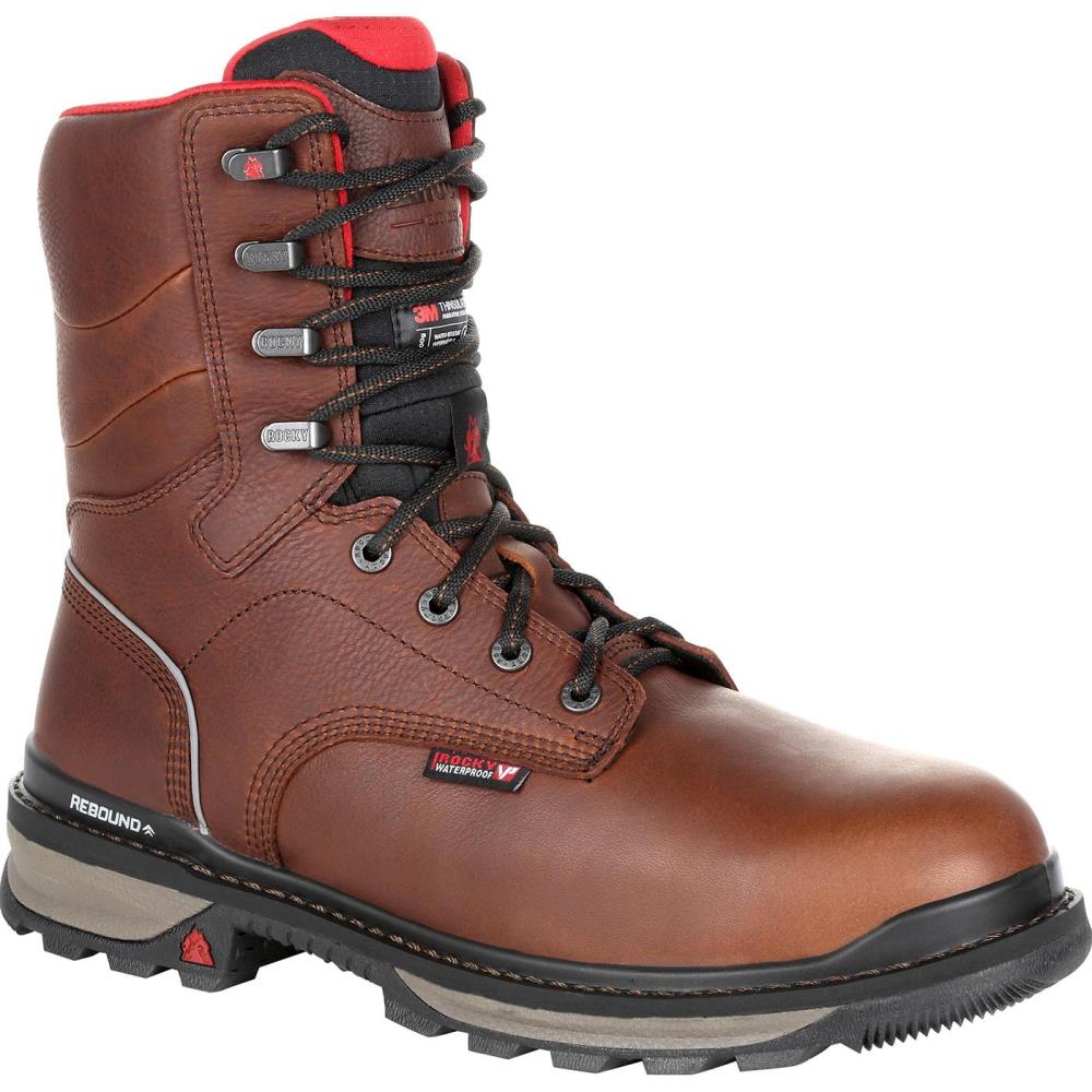 Rocky Size: 12 Wide Mens Dark Brown Waterproof Work Boots Rubber | RKK0284 W 120