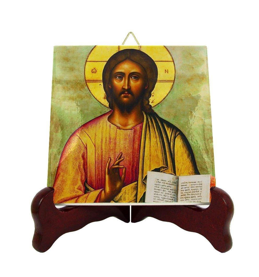 Christian Icon On Tile - Christ Pantocrator Religious Gift Icons Jesus Icon Orthodox Russian Style Christian Gifts