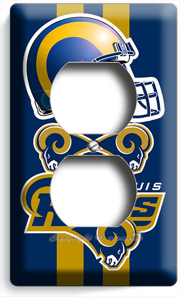 ST LOUIS RAMS FOOTBALL TEAM DUPLEX OUTLET RECEPTACLE WALL PLATE BOYS ROOM GARAGE