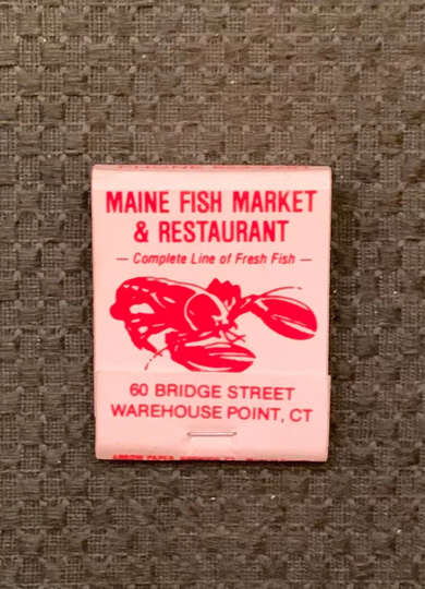 Vintage Matchbook, Maine Fish Market & Restaurant, Warehouse Point, Connecticut, with 20 Match Sticks, Free Ship in Usa