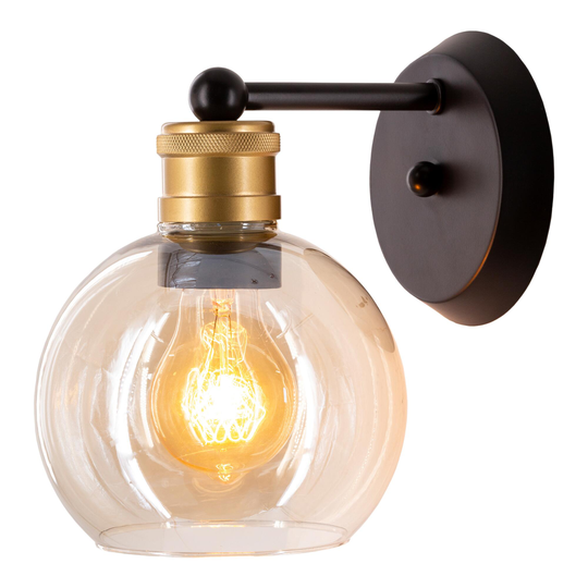 Champagne Glass and Brass Coley Wall Sconce: Black - Metal by World Market
