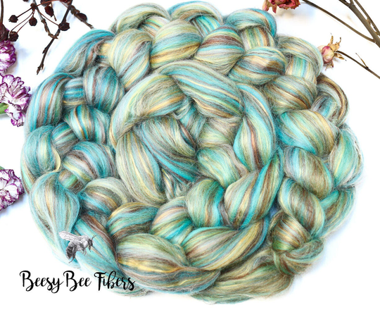 Sleeping Beauty Turquoise - Custom Blend Merino Bamboo Silk Combed Top Wool Roving For Spinning Or Felting -4 Oz