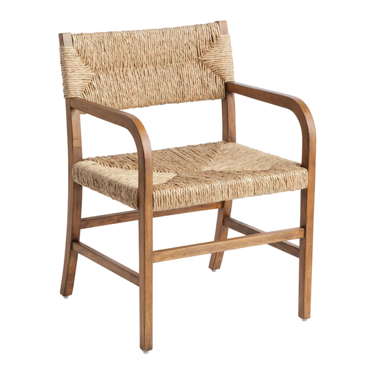 Vintage Acorn Wood and Seagrass Candace Dining Armchair: Brown/Natural by World Market
