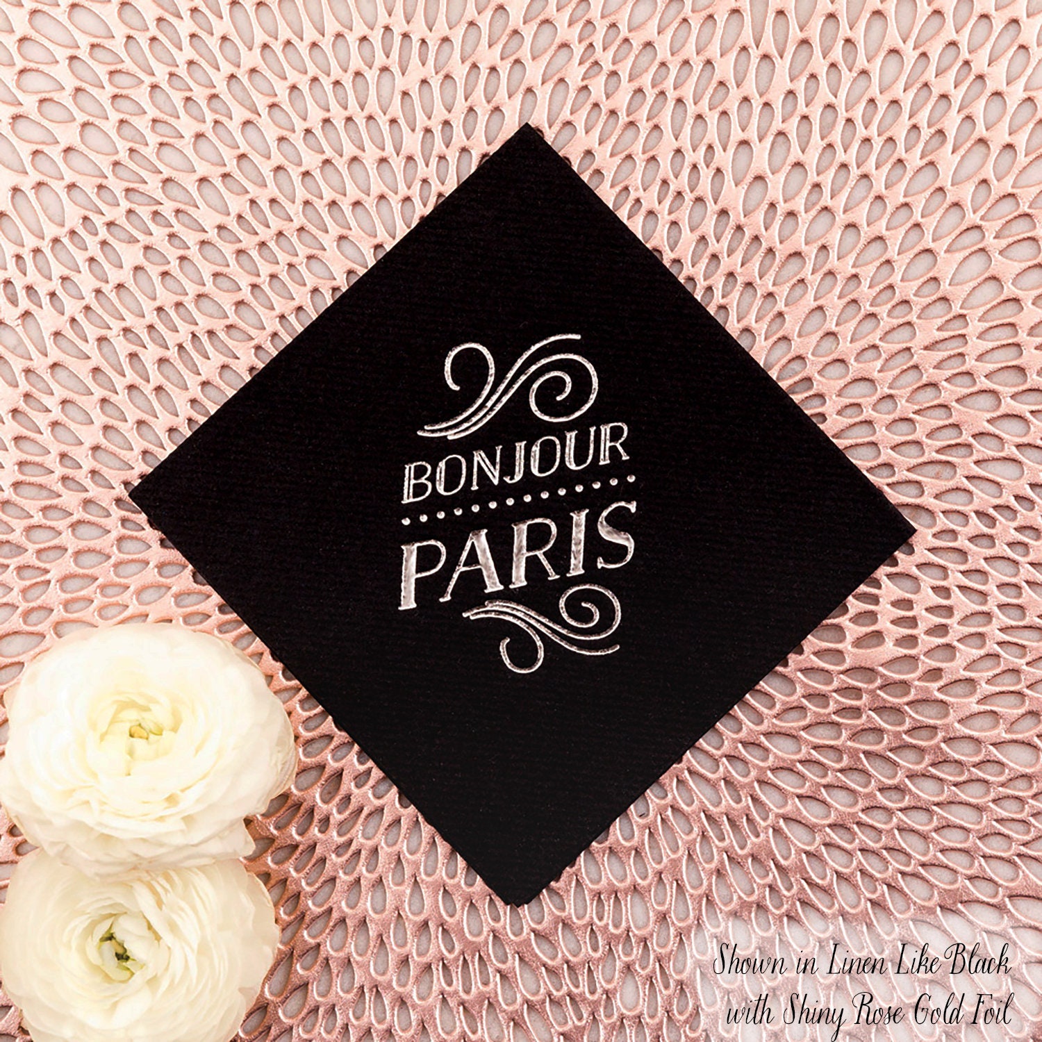 Paris Party Napkins - Bonjour Customizable Cocktail Napkins, Decor, France, Romantic, Destination Wedding