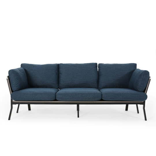 Best Selling Home Decor Carvel Midcentury Navy Blue, Gray, and Black Polyester/Blend Sofa | 313104