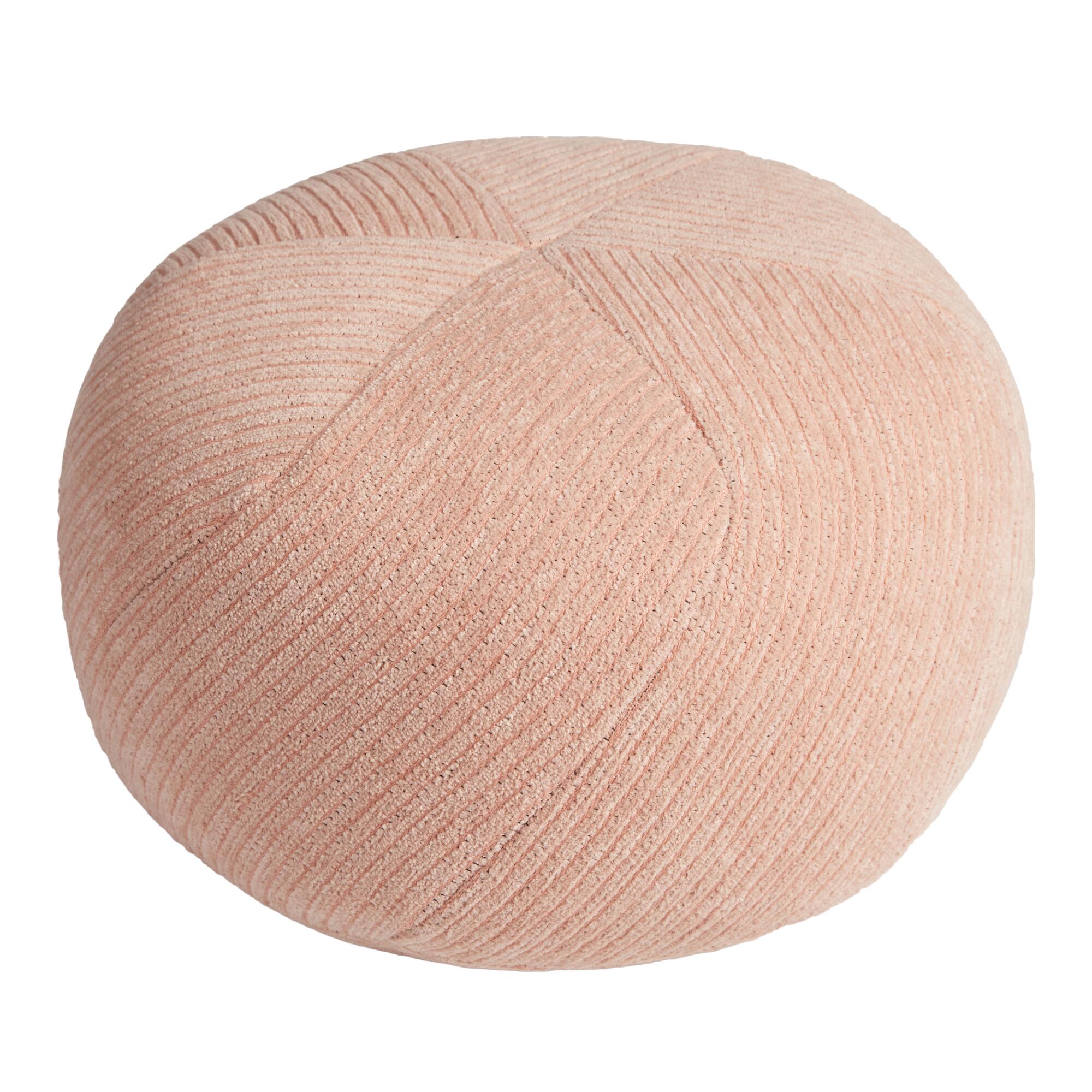Round Blush Ribbed Velvet Pouf by World Market