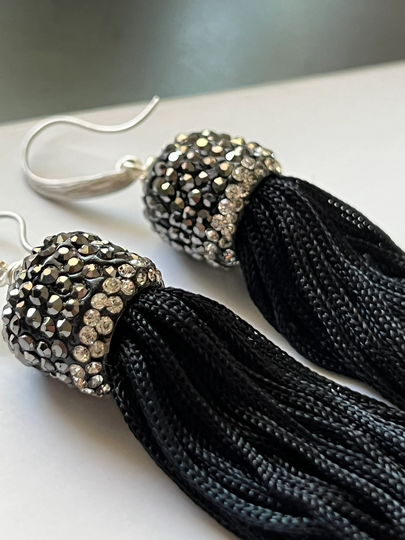 Black Ombré Tassel Earrings