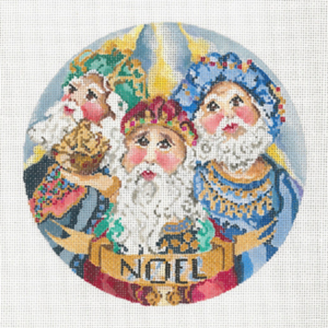 Handpainted Needlepoint Joy Juarez Noel Three Wise Men 6.5 -Free Us Shipping