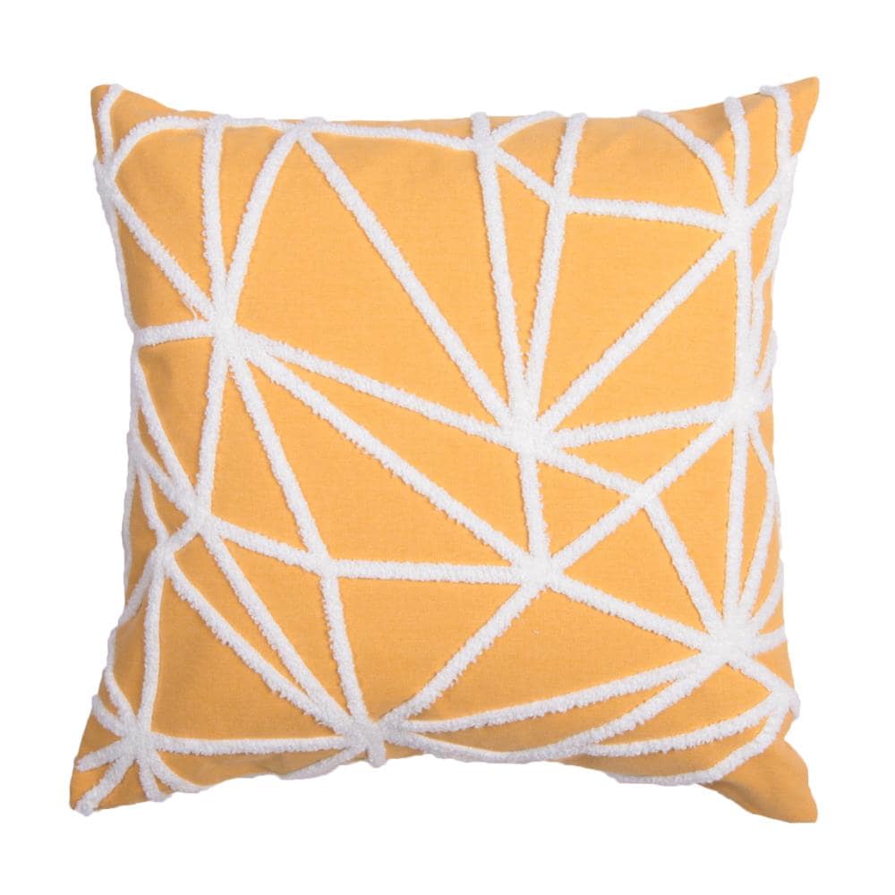 Decor Therapy Thro by Marlo Lorenz 18-in x 18-in Lemon Curry Woven Polyester Blend Indoor Decorative Pillow in Yellow | TH024519003E