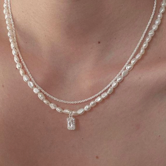 Baroque Pearl Necklace With Pendant, Dainty Freshwater Pearl Necklace, Tag, Gift For Her, Bridesmaid