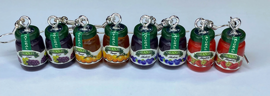 Condiment Earrings, Jelly Earrings, Jam Miniature Food Earrings, Tiny Jar Earrings, Small Food Earrings, Little Earrings