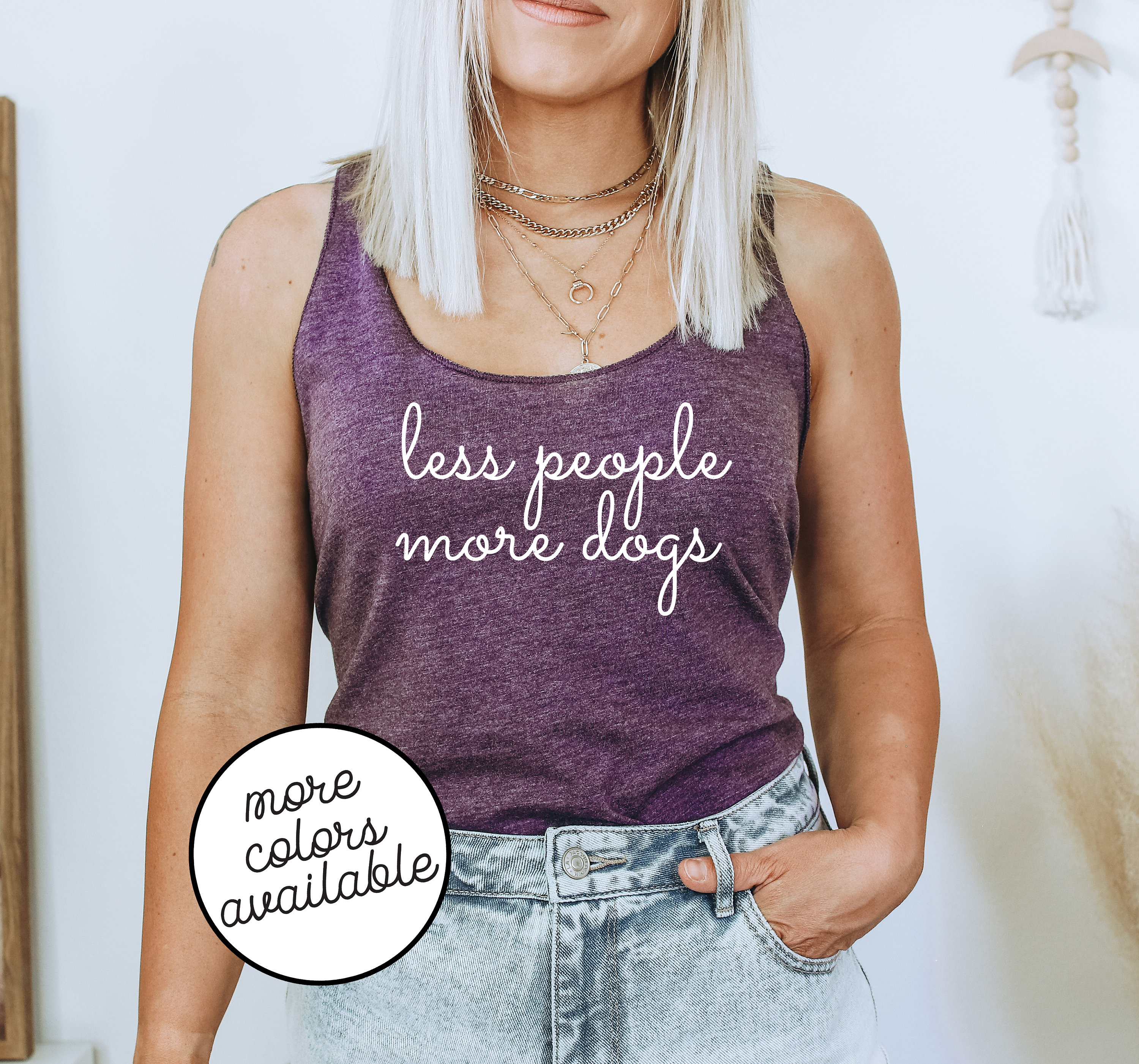 Womens Racerback Less People More Dogs Triblend Tank Top Soft Silk Screened Quality Tanks Fast Free Shipping
