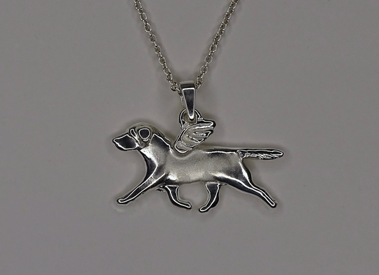 sterling Silver Labrador Retriever Angel Pendant