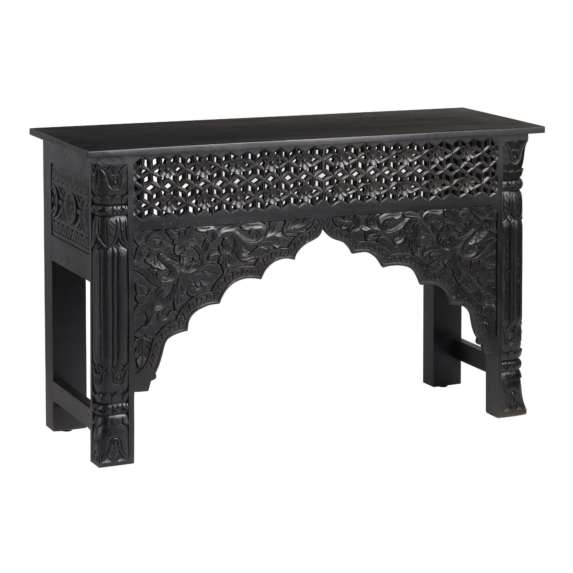 Black Carved Wood Console Table by World Market