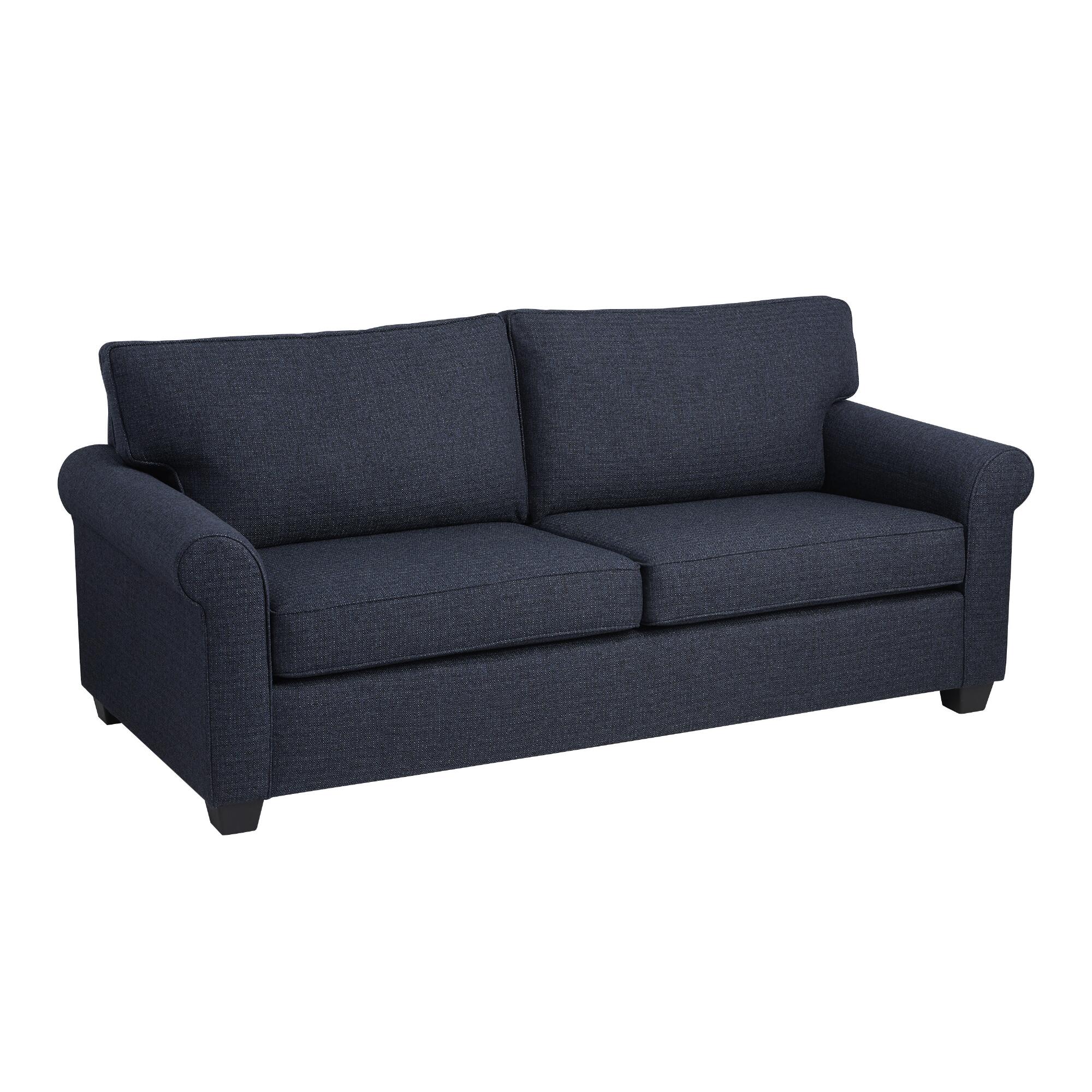 Navy Blue Tweed Oliver Roll Arm Sofa - Polyester by World Market