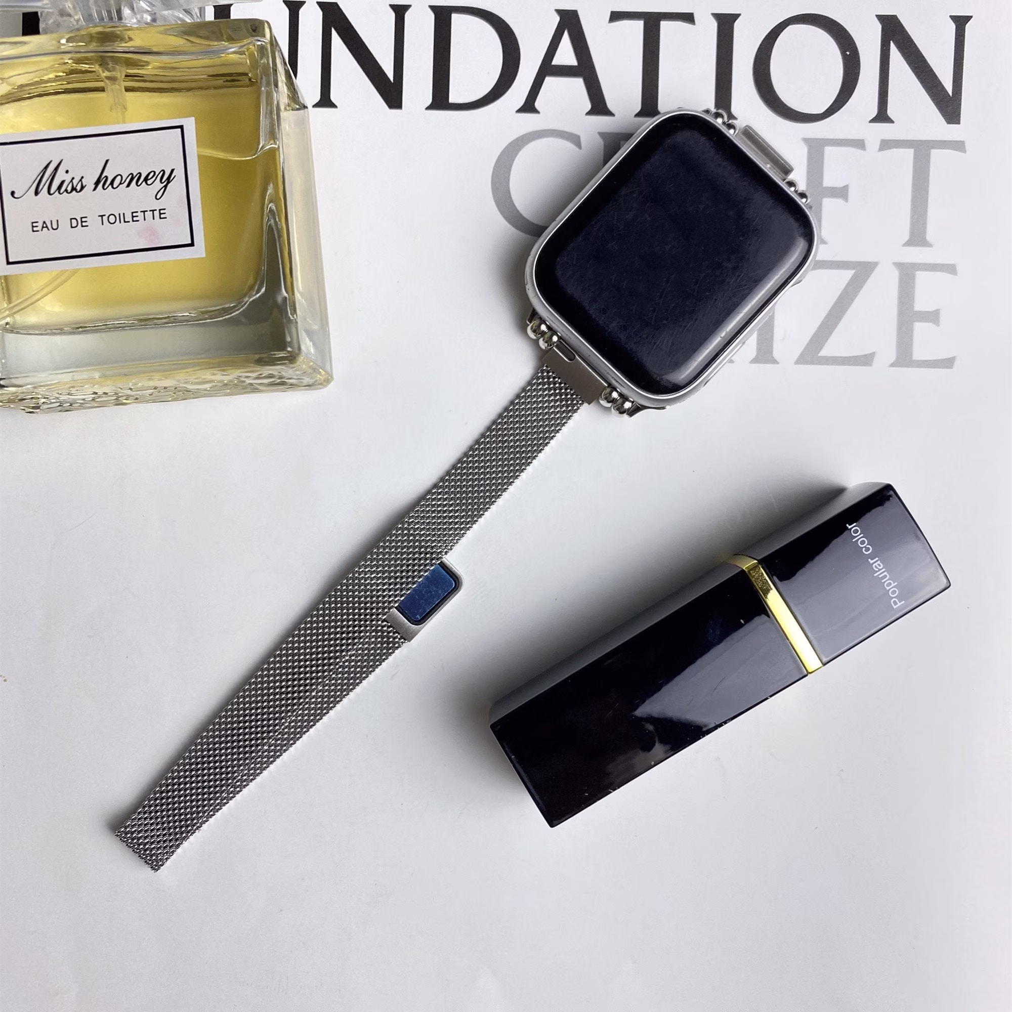 Magnetic Suction Apple Watch Band, Slim Iwatch 38mm 40mm 41mm 42mm 44mm 45mm, Luxury Strap, Women Bracelet, Adjustable Strap