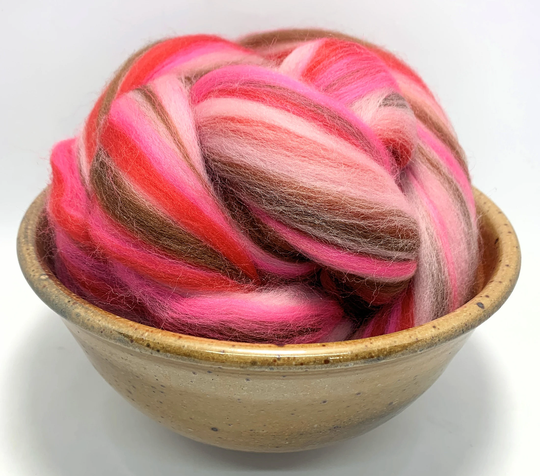 Cherry Blossom - Beautiful Blend Spinning, Roving, Felting, Top Merino Wool 1 Oz