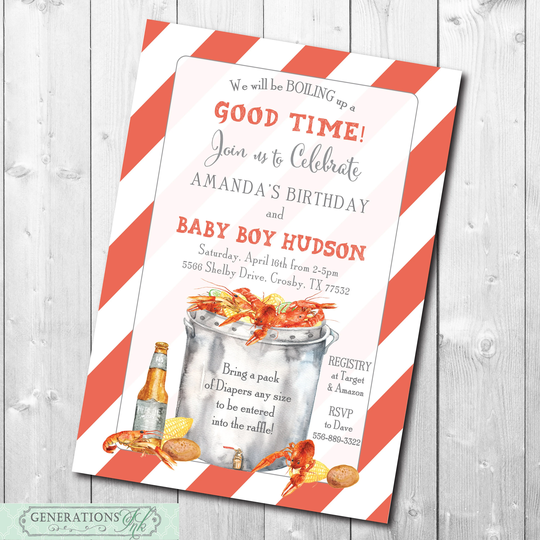 Crawfish Boil Baby Shower Invitation, Birthday & Shower, Couples Boil, Digital Or Printed