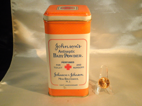 Vintage Johnson & Baby Powder Orange Tin Can