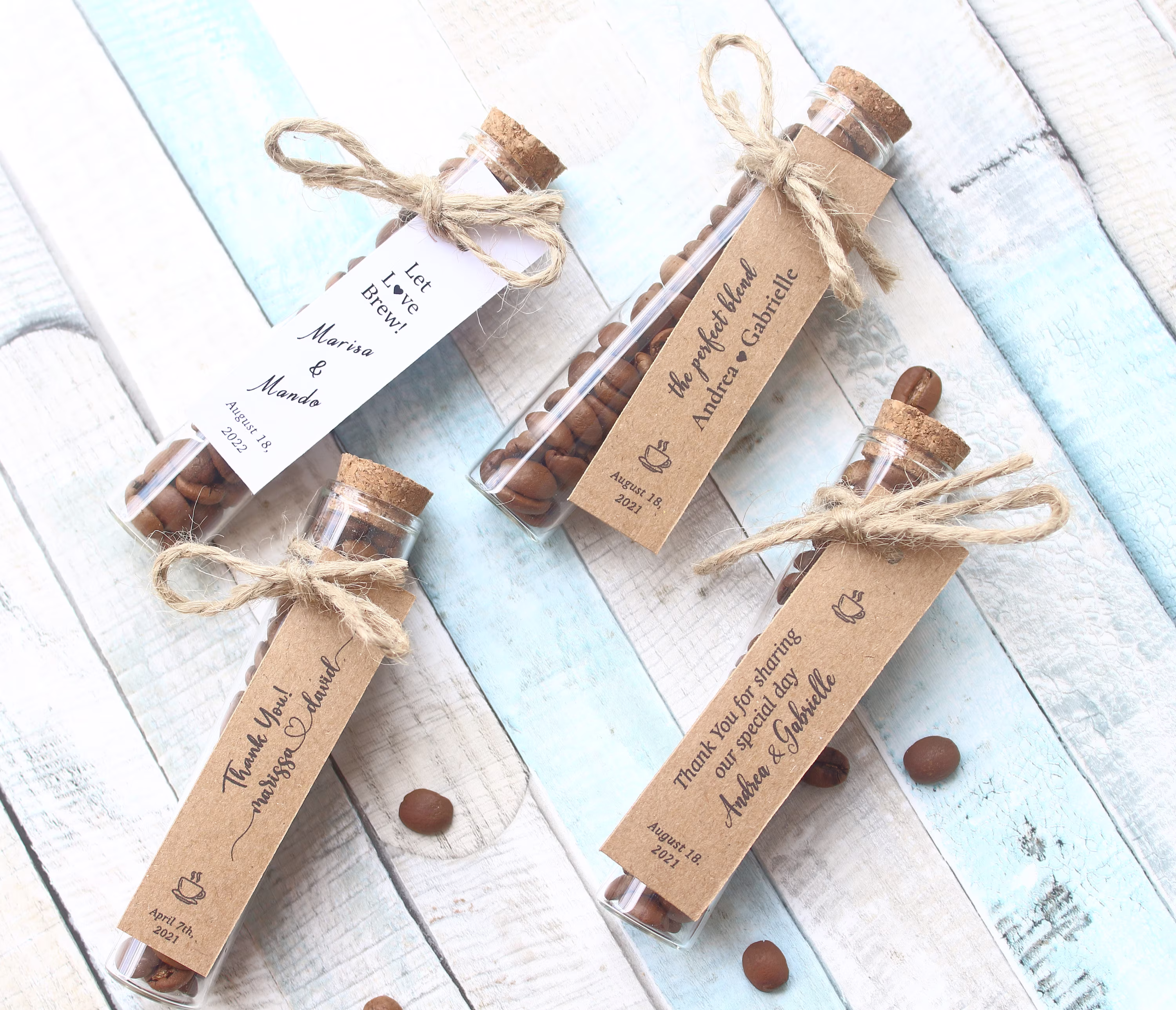 Coffee Wedding Favor, Glass Tube, The Perfect Blend, Custom Party Favors, Bridal Shower Baby Shower Multiple Design
