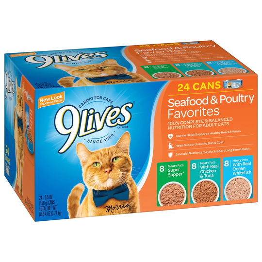 JM Smuckers 9 Lives Seafood Poultry Variety Pack 24 of 5.5-oz | 79100533770