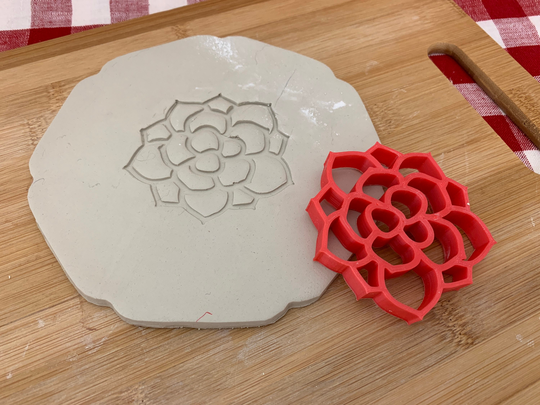 Pottery Stamp, Succulent Plant Design, Fondant, Cookie Dough, Clay, Leather, Tool, Plastic 3D Printed, Multiple Sizes Available