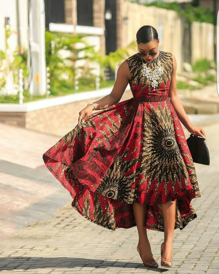 African Print High-Low Dress, Clothing For Women, Wedding Women Fashion, African Women's Dress