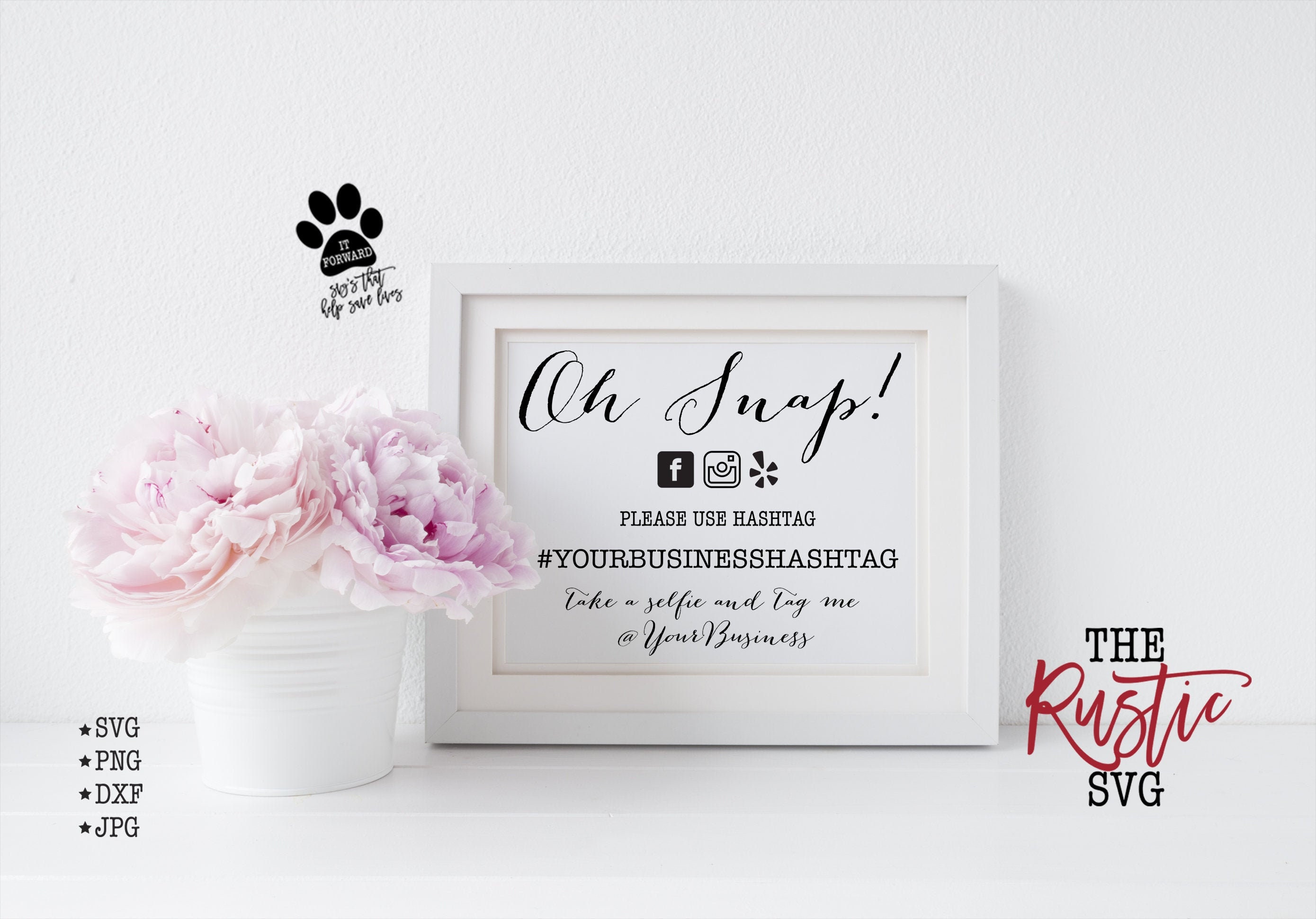 Business Social Media Sign, Hashtag Printable Svg, Oh Snap Cricut, Silhouette, 001
