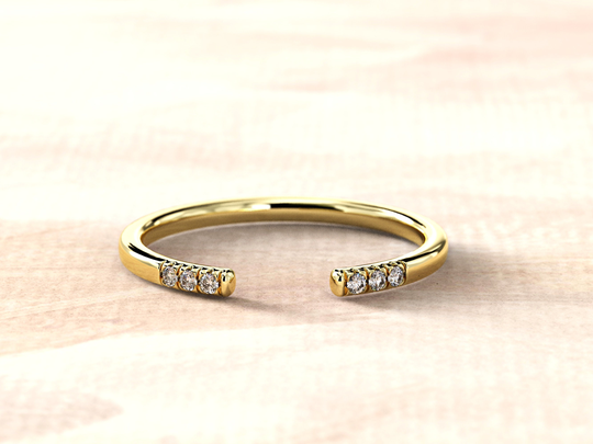 Diamond Open Ring | Dainty Minimalist With Diamonds 14K Or 18K Rose Gold Pave Setup Engagement For Women