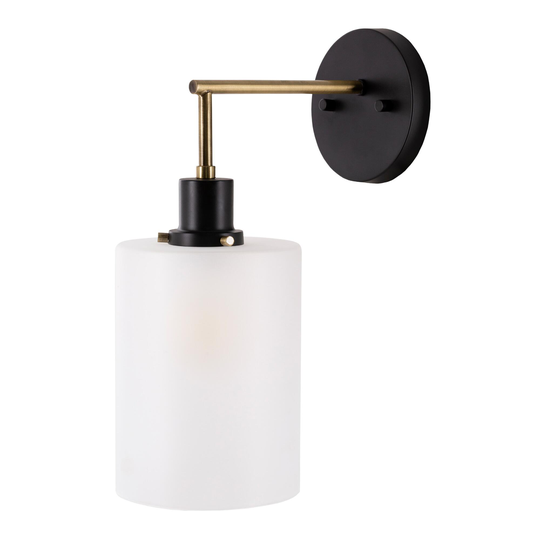 Black Metal and White Glass Shene Wall Sconce by World Market