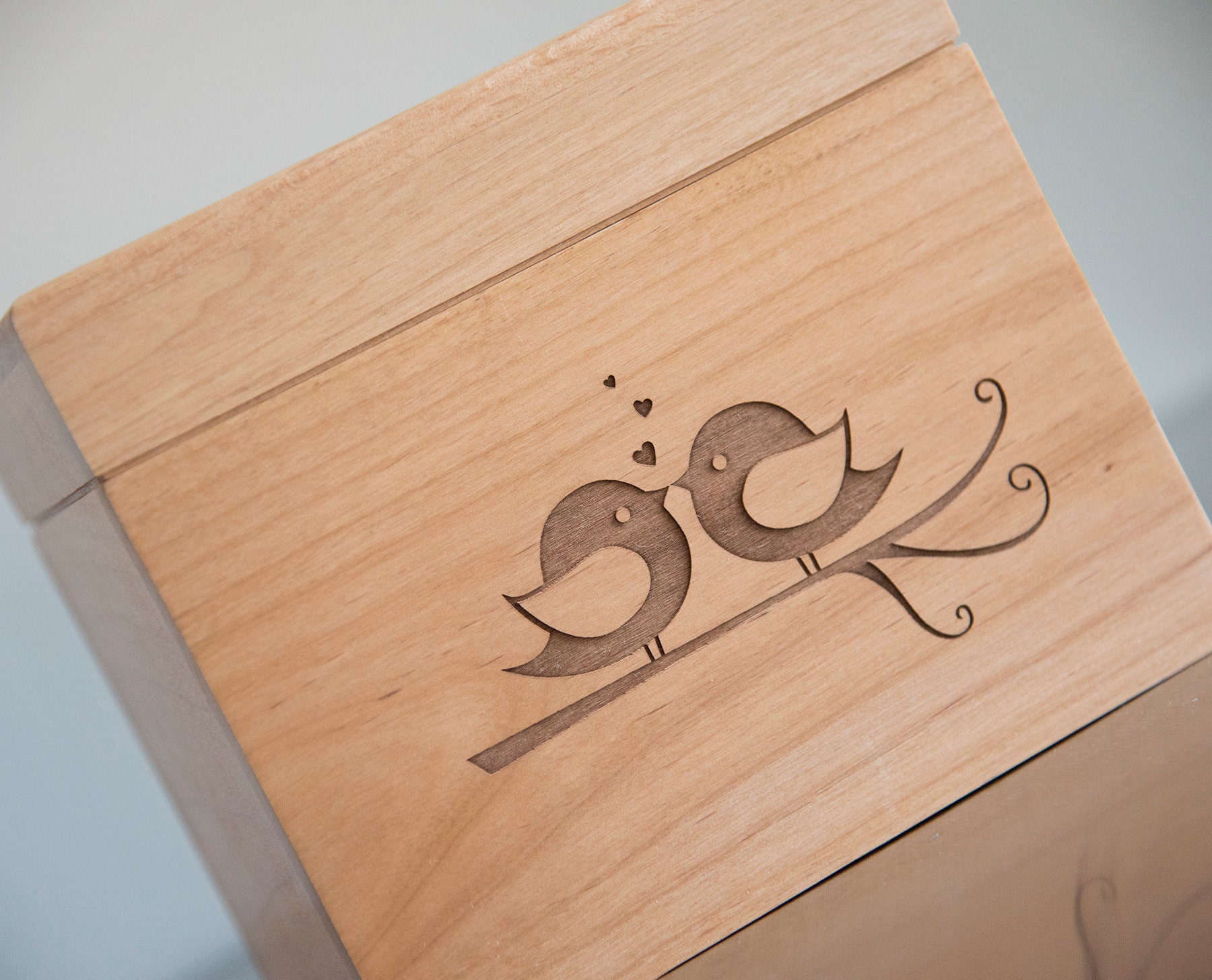 Recipe Box - Engraved Lovebirds