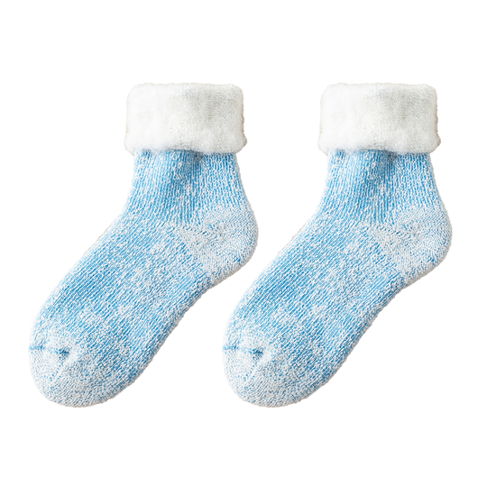 1 Pair More Thicken Warm Keeping Women Socks Wool Blend Practical Good Woven Winter Socks for Daily Wear - light blue