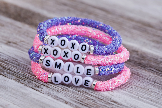 Pink & Purple Sparkle Custom Name, Word Bracelets