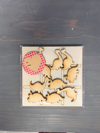 5 Sets Of Tic Tac Toe Games Dinosaur Or Butterfly & Unicorn Valentine's Laser Cut