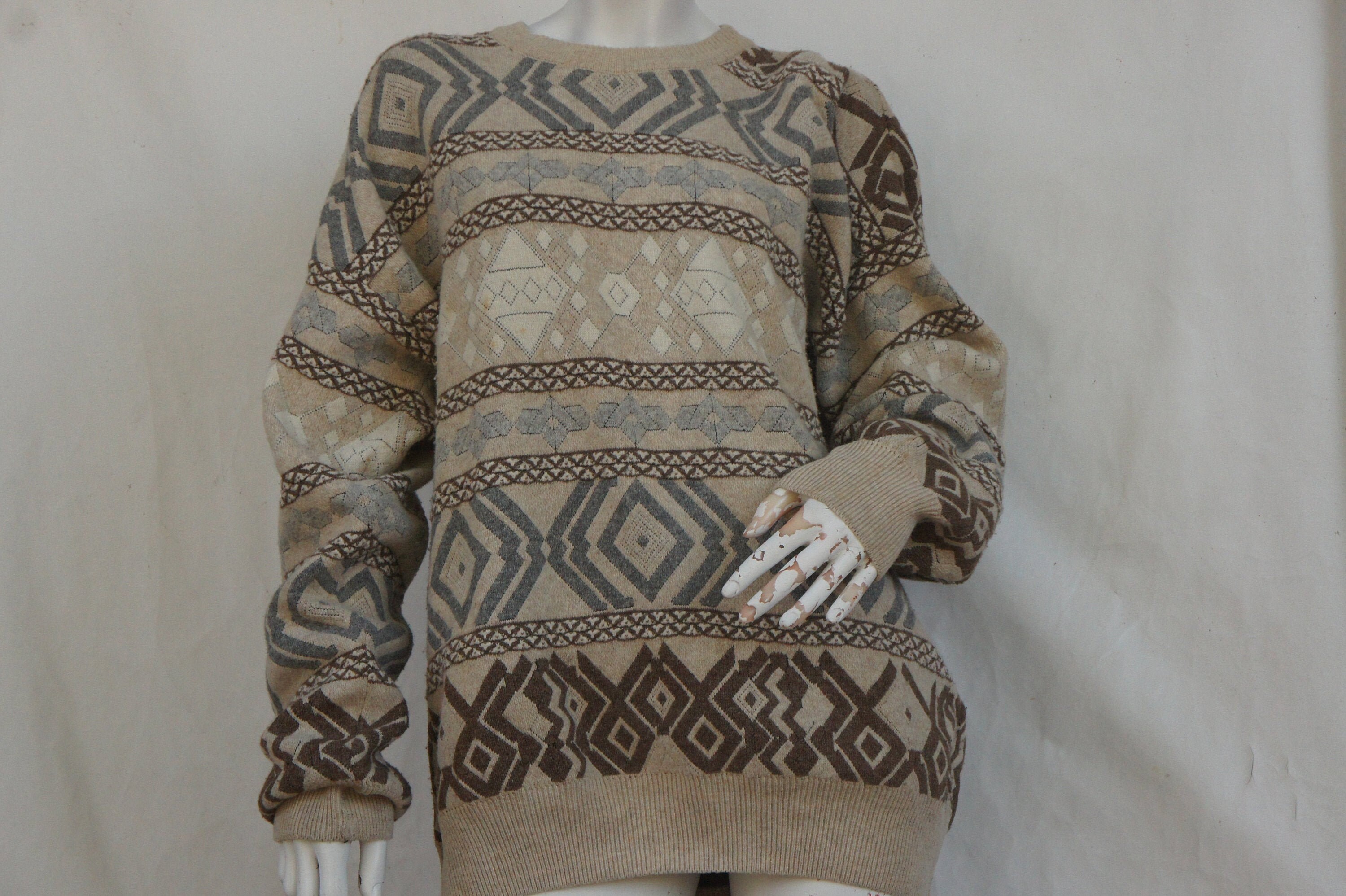 Vintage Men's German Wool Blend Sweater Pullover/Fair Isle