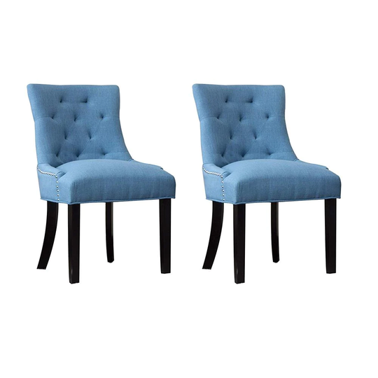 Clihome Set of 2 Dining Chair Contemporary/Modern Polyester/Polyester Blend Upholstered Dining Side Chair (Wood Frame) in Blue | ZB-PH-011-2-BL
