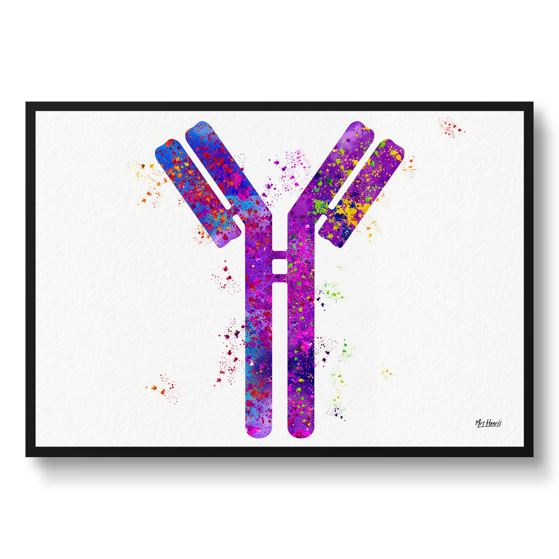 Antibodies Watercolour Print Igg Immunoglobin Medical Doctor Office Clinic Wall Art - Framed & Unframed Art
