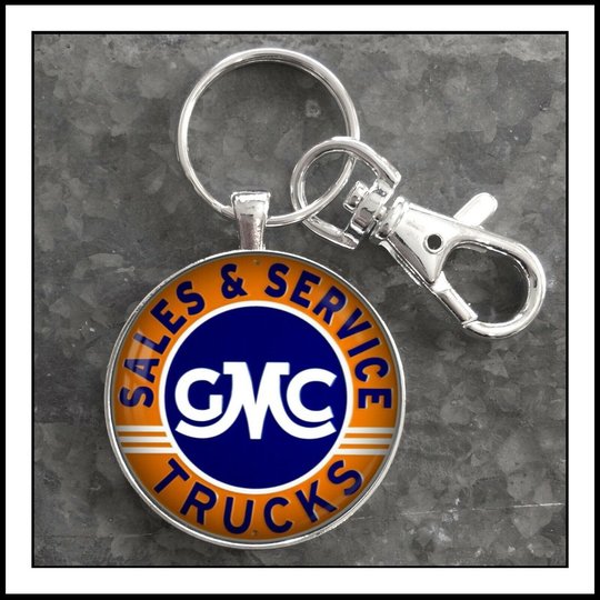 Vintage Gmc Truck Sales Service Sign Photo Keychain Gift
