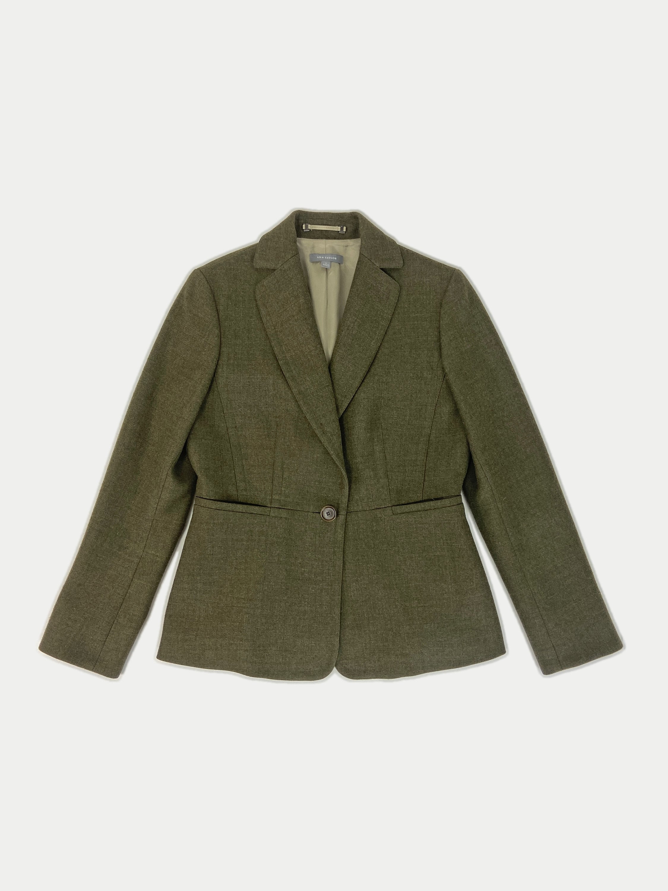 Vintage Blazer, 90S Army Green Jacket Women, Tailored Y2K Ann Taylor Jacket, Medium Size 8 Us, 12 Uk, Y486