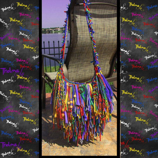 Tye Dye Bag, Hippie Fringe Bag, Boho Handbag, Statement Purse, Custom Made Purse, Handmade Tote