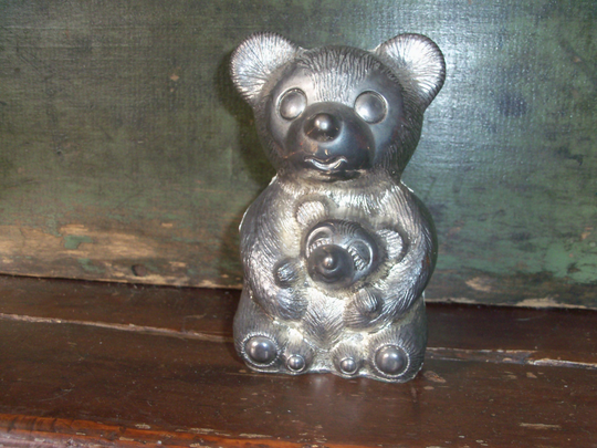 Vintage Godinger Silver Plate Teddy Bear Piggy Bank Mom & Baby